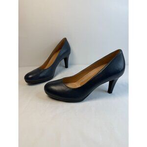 Naturalizer Michelle Pump Womens Size 8M Navy Blue Leather Slip On Comfort Heel